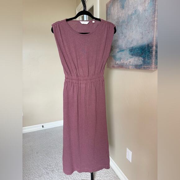 Soft Joie Linen Blend Midi Dress Mauve Sleeveless Cutout Back Women’s XS - Picture 1 of 6